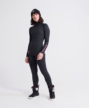 Superdry Carbon Baselayer Half Cipzár Női Baselayer Fekete | IBOCQ7841